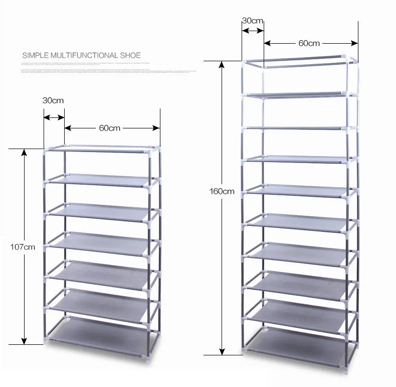 10-Layer 9-Grid Shoe Rack Closet Organizer in Multiple Colors