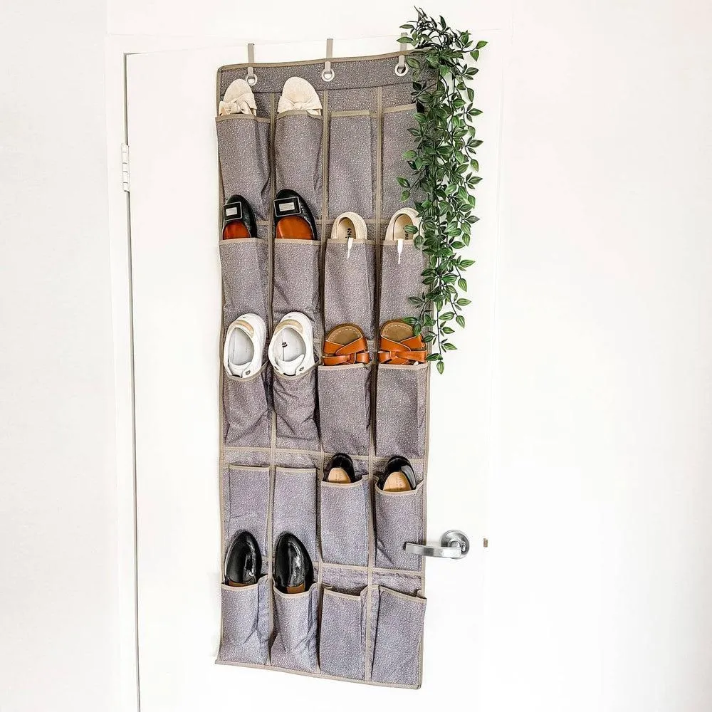 10 Pair Over Door Shoe Organiser Textured Grey