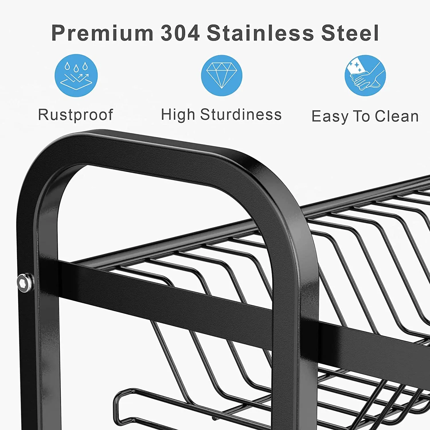 2 Tier Stainless Steel Dish Drying Rack with Drain Boards