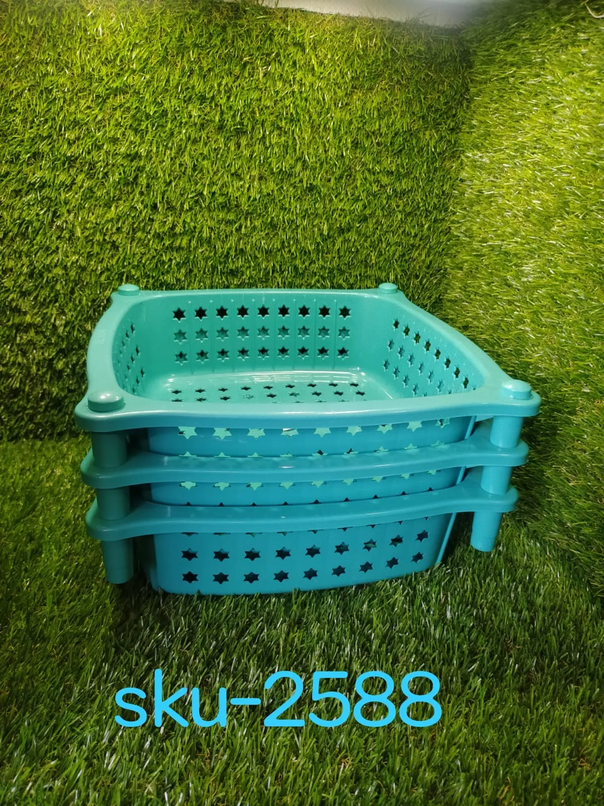 2588 3 layer round Kitchen Trolley Basket