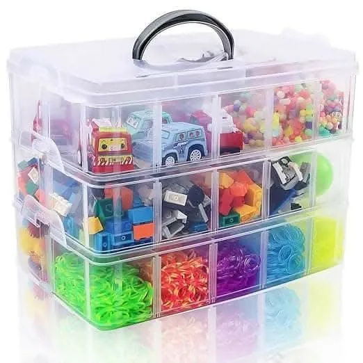 3 Layer jewellery organizer box with 30 Adjustable Dividers Earring Storage Box