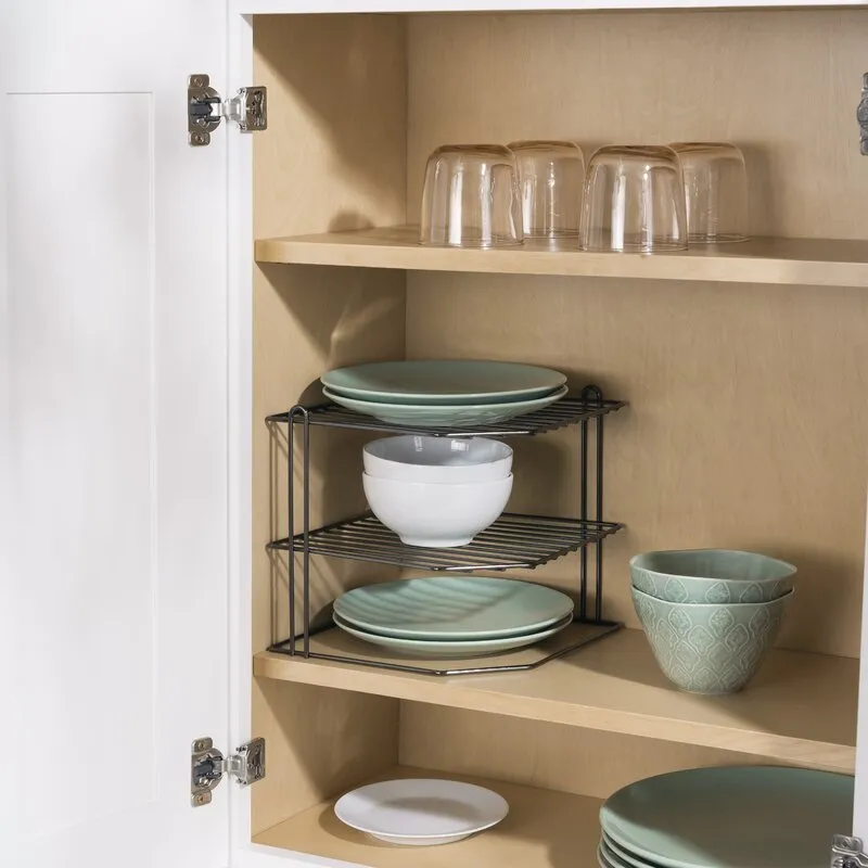 3-Tier Kitchen Storage Corner Rack, Shelf Rack for Plates