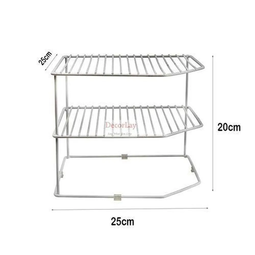 3-Tier Kitchen Storage Corner Rack, Shelf Rack for Plates