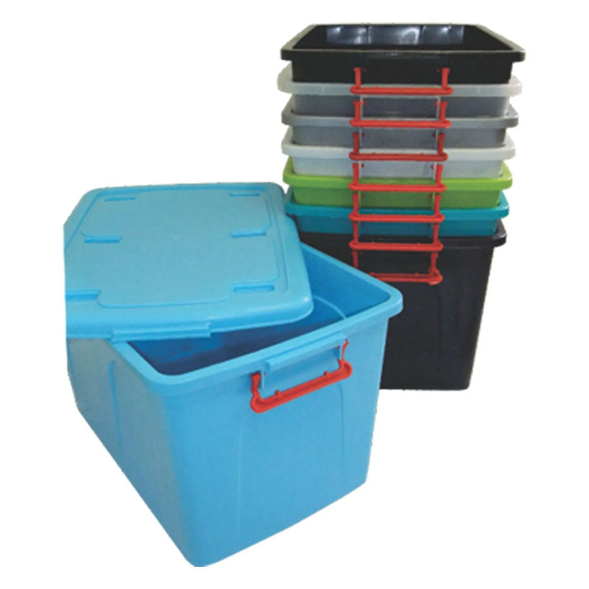 45L Storage Utility Container Box Clip Lock Lid & Wheels Nu Ware