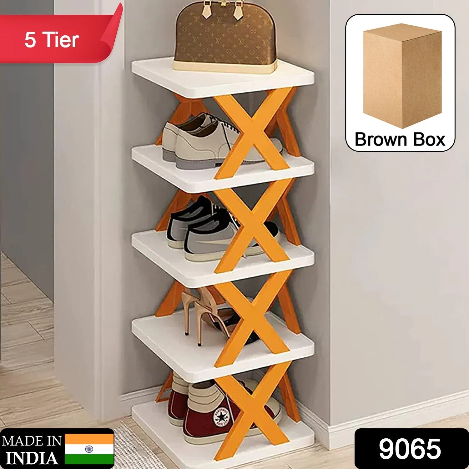 5 Layer Shoes Stand, Shoe Tower Rack Suit for Small Spaces, Closet, Small Entryway, Easy Assembly and Stable in Structure, Corner Storage Cabinet for Saving Space