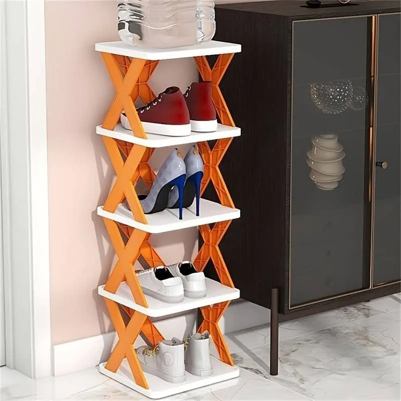 5 Layer Shoes Stand, Shoe Tower Rack Suit for Small Spaces, Closet, Small Entryway, Easy Assembly and Stable in Structure, Corner Storage Cabinet for Saving Space