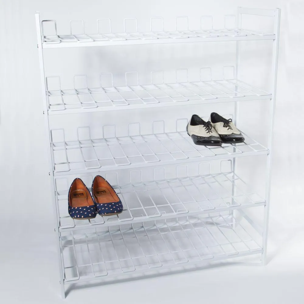 5 Tier Powder Coated Shoe Rack White