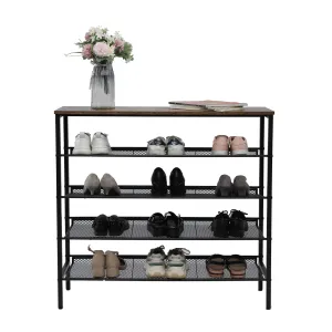 Adjustable 5-Tier Shoe Rack, Sturdy Wooden & Metal Frame YES4HOMES