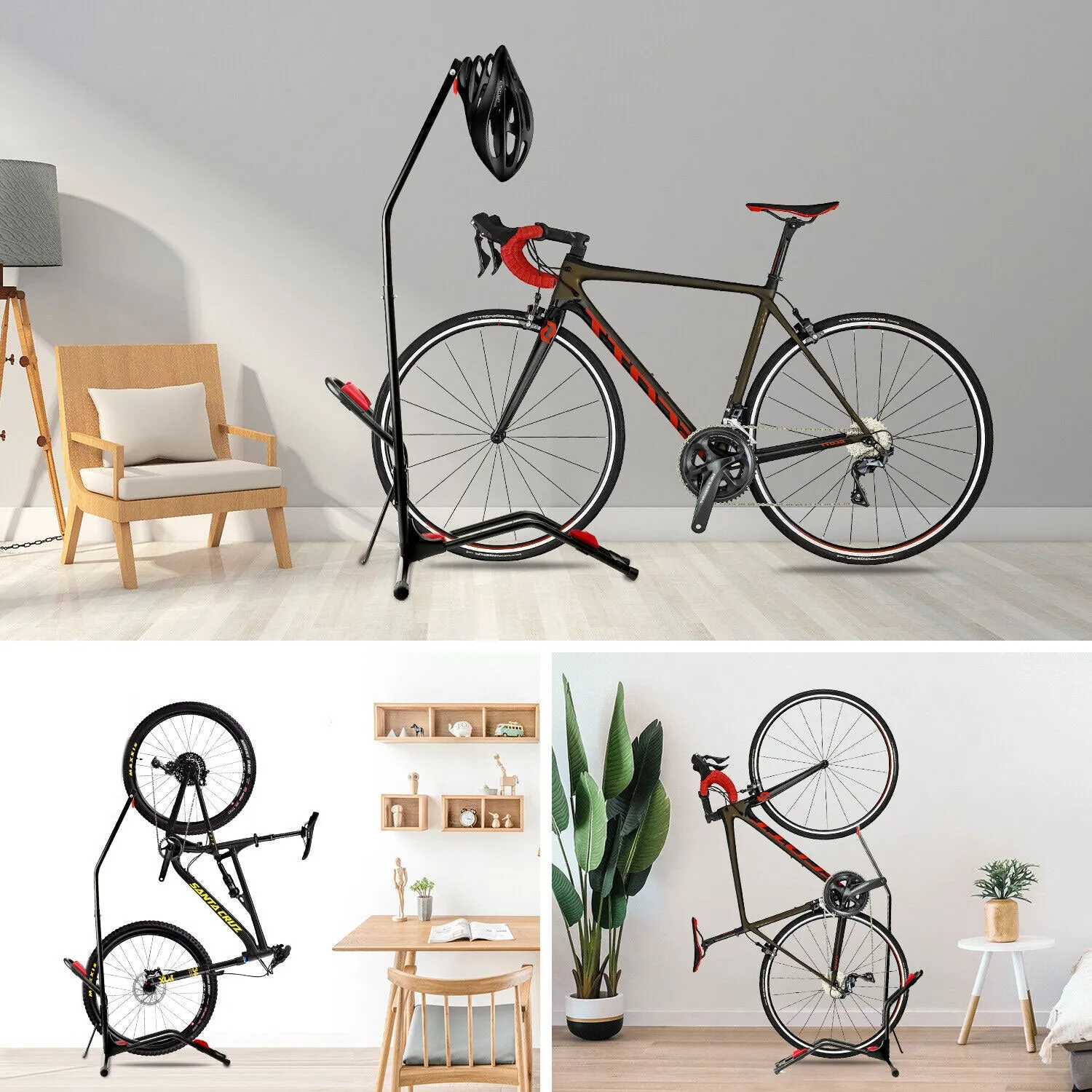 Adjustable Vertical Bike Rack Display Storage Bicycle Floor Stand Parking Indoor Garage