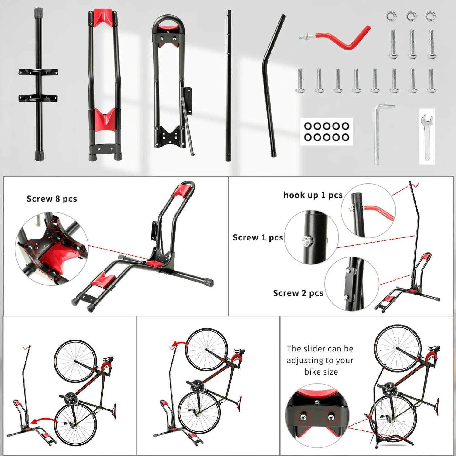 Adjustable Vertical Bike Rack Display Storage Bicycle Floor Stand Parking Indoor Garage