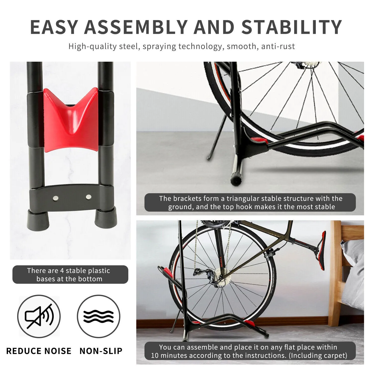 Adjustable Vertical Bike Rack Display Storage Bicycle Floor Stand Parking Indoor Garage