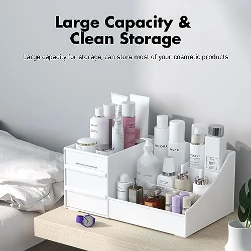 ALOXE Cosmetic Organizer Box Drawers Storage Plastic Stationary Box | Make Up Organiser For Women