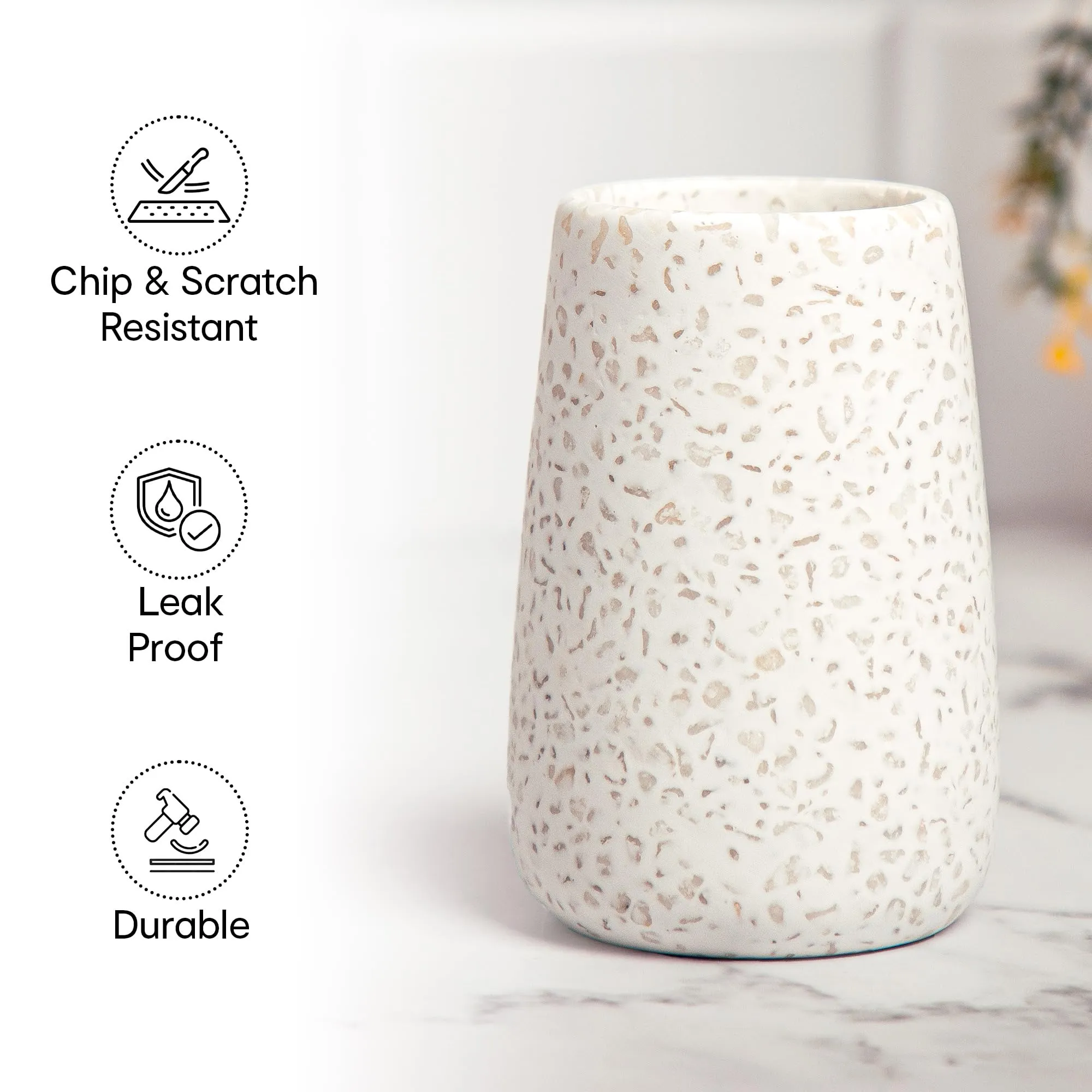 Anko Terrazzo Tumbler | Stylish and Durable Soap Dispenser Set | Terrazzo Tray - 8x11.5cm