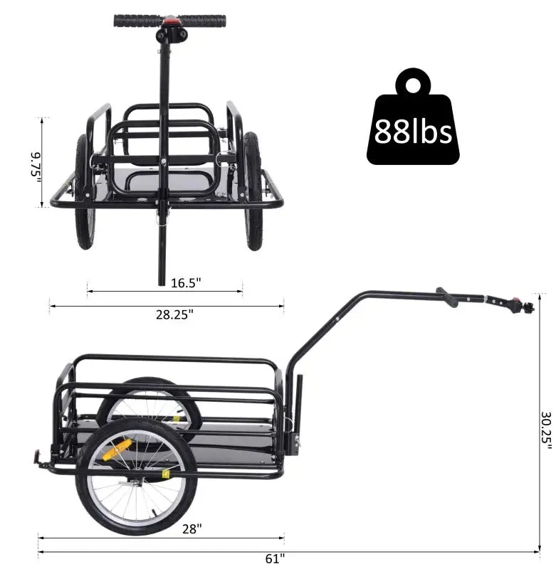 Aosom Foldable Bicycle Cargo Trailer Cart with Hitch