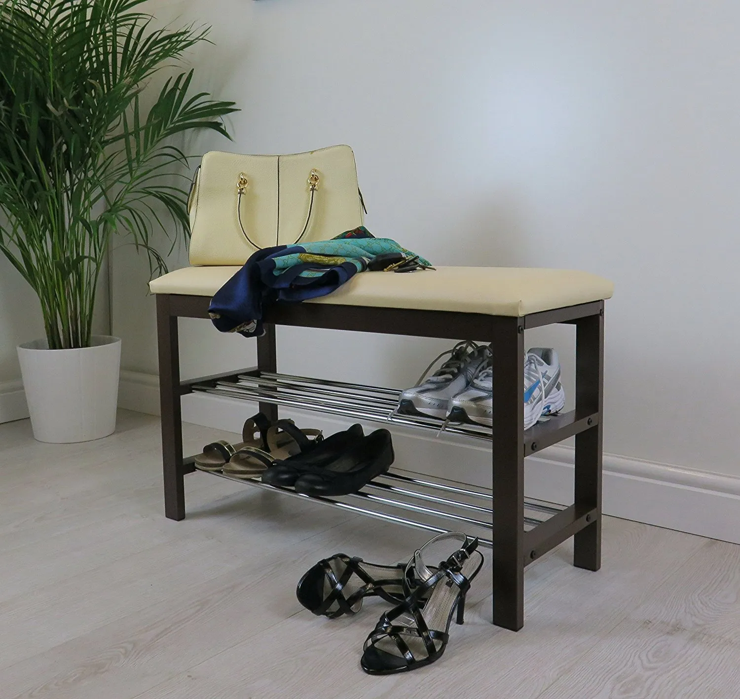 Aspect 3-Tier Shoe Rack & Bench-Beige