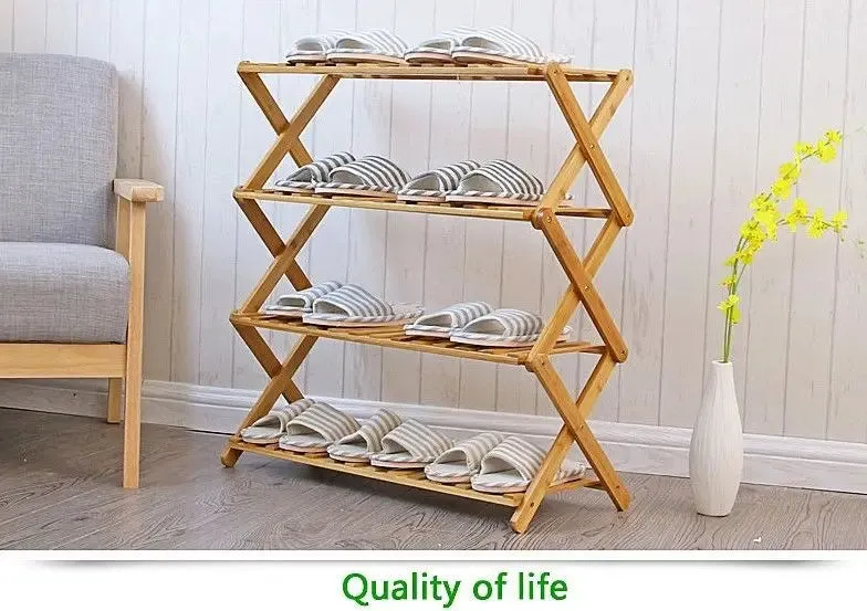 Bamboo Folding Ladder Shelf Book Plant Shelf Multiple Use Strong Elegant