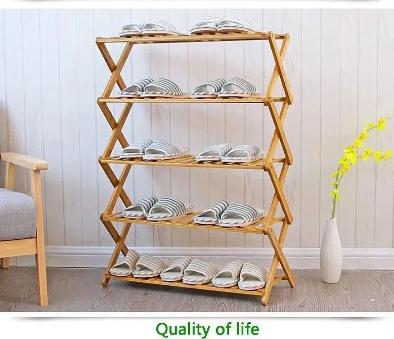 Bamboo Folding Ladder Shelf Book Plant Shelf Multiple Use Strong Elegant