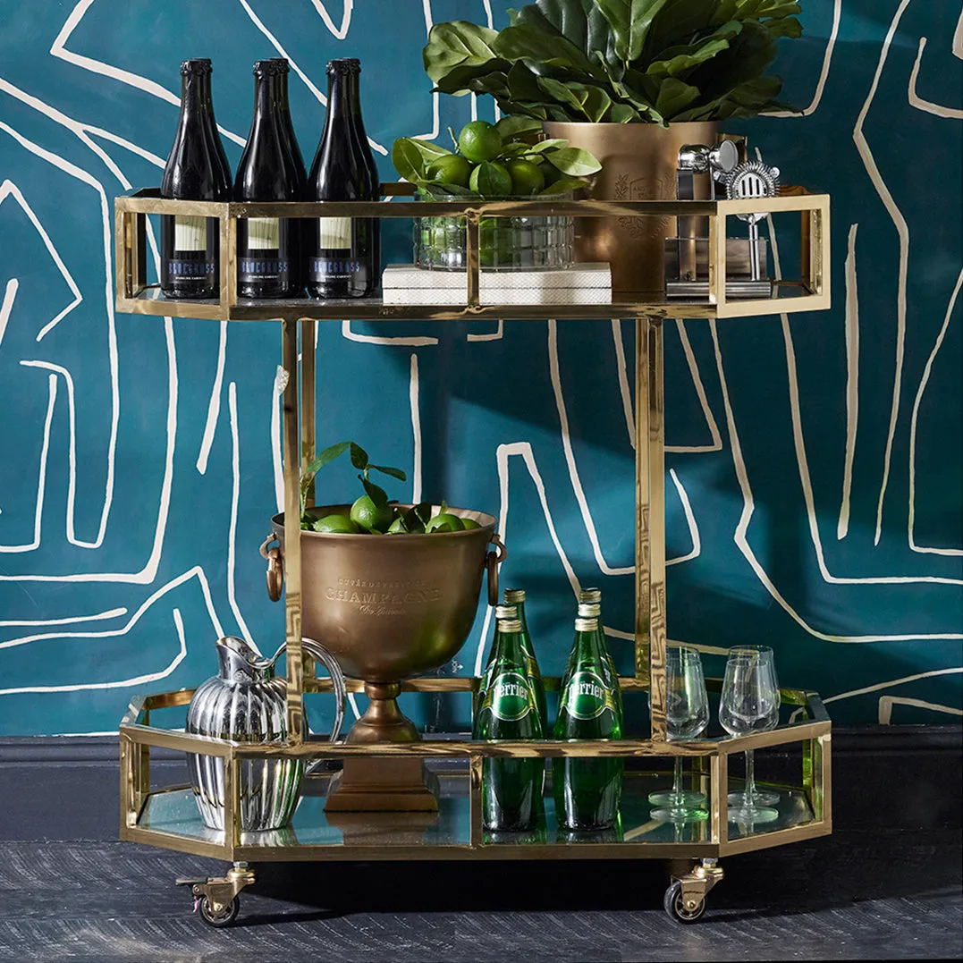 Brooklyn Mirrored Bar Cart - Gold