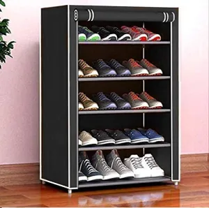 CMerchants Smart Buy Home Utility Portable Space Saving 5 Layer Shoe Rack Organizer Stand (Black, Metal)