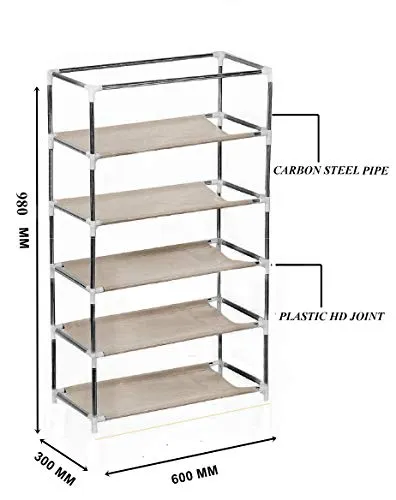 CMerchants Smart Buy Home Utility Portable Space Saving 5 Layer Shoe Rack Organizer Stand (Black, Metal)