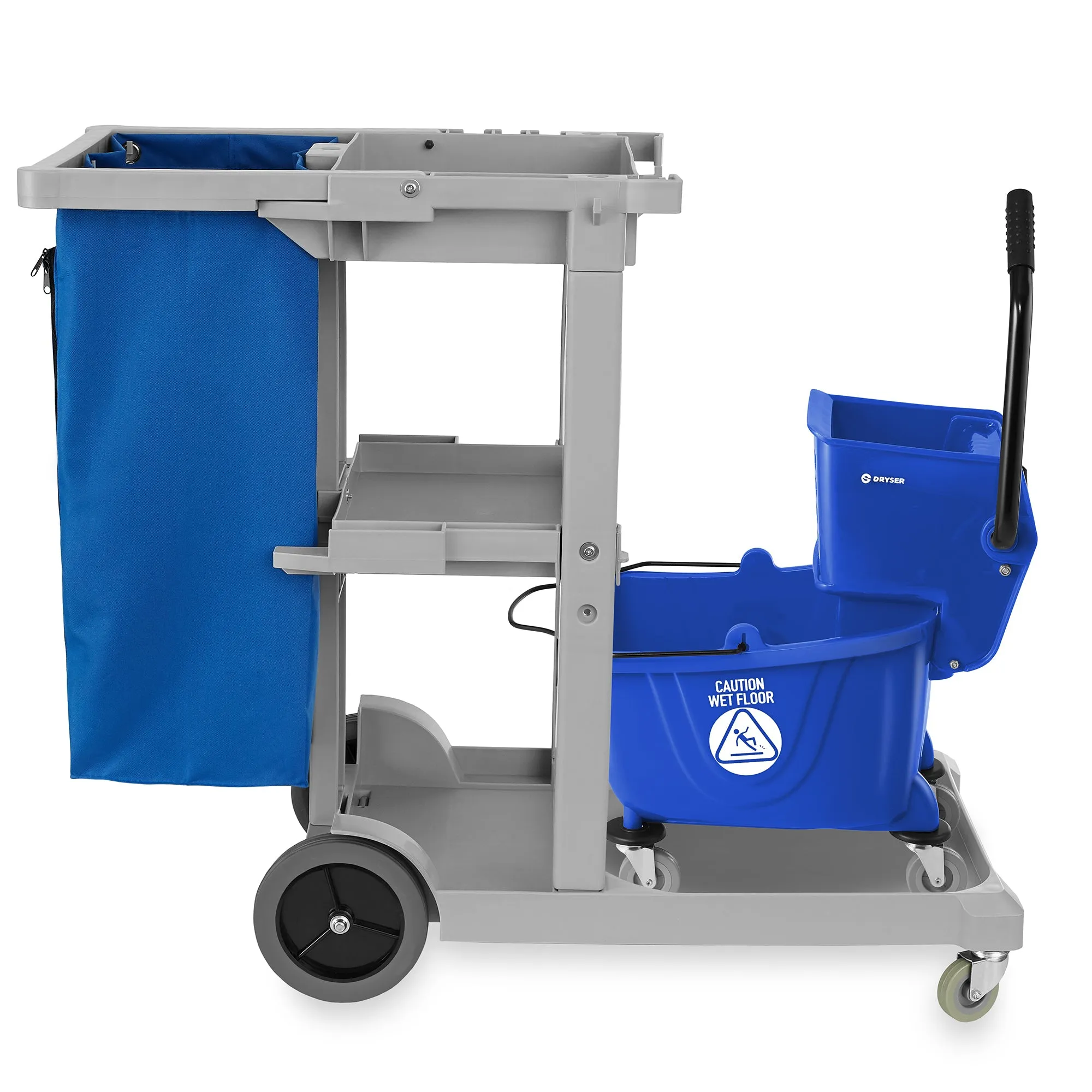 Commercial Housekeeping Cart & Commercial Mop Bucket, 26 Qt. Blue