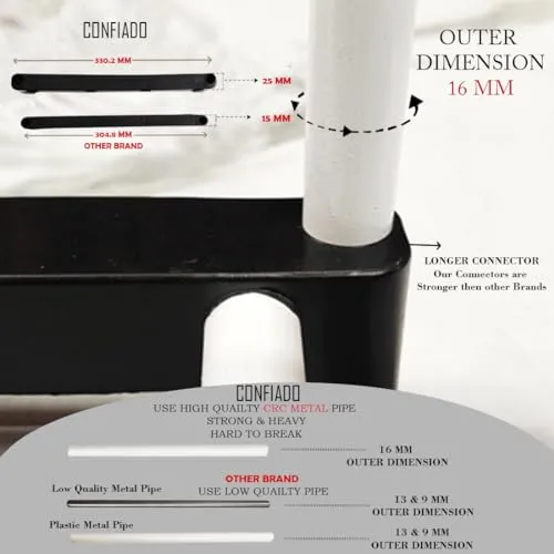 Confiado shoe rack form home Metal pipes multipurpose rack (With Wheels Rack, 2 layer)