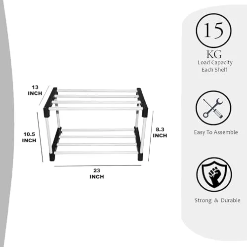 Confiado shoe rack form home Metal pipes multipurpose rack (With Wheels Rack, 2 layer)