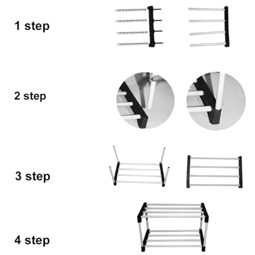 Confiado shoe rack form home Metal pipes multipurpose rack (With Wheels Rack, 2 layer)