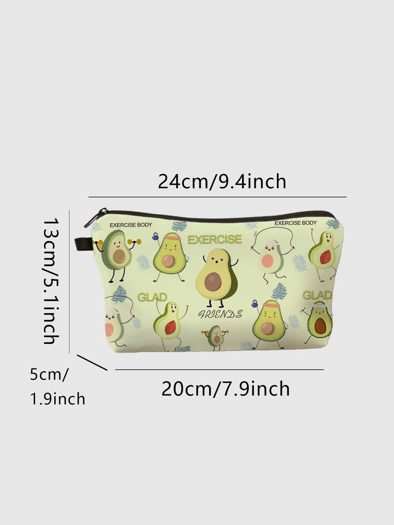 Exercise Body Avocado Makeup Bag Cosmetic Organizer Toiletries Bag Makeup