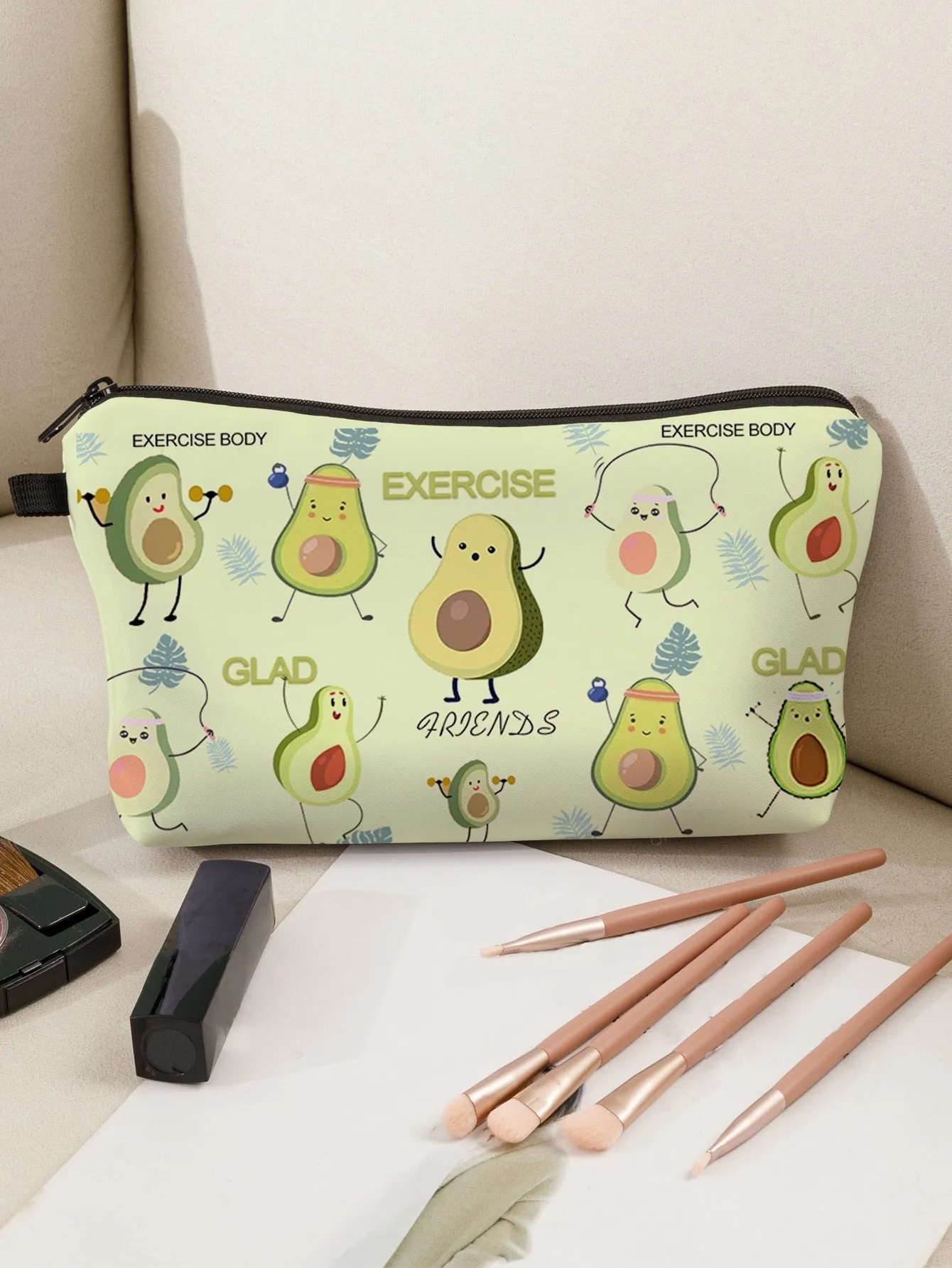 Exercise Body Avocado Makeup Bag Cosmetic Organizer Toiletries Bag Makeup