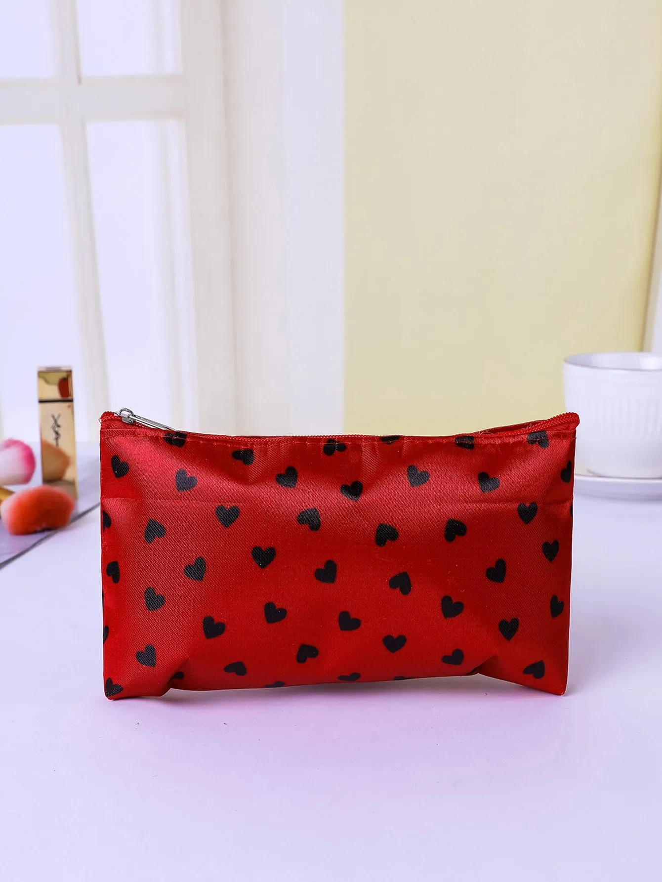 Heart Red Makeup Bag Cosmetic Organizer Toiletries Bag Makeup Organizer Zip