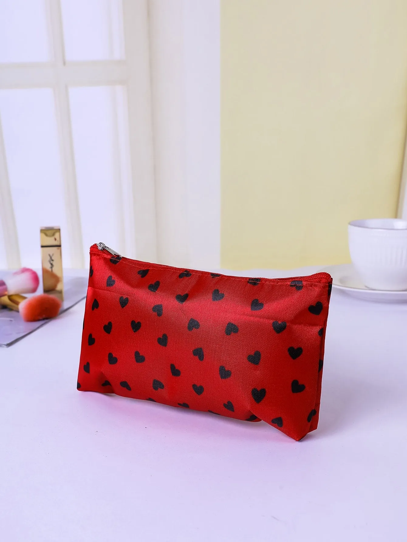 Heart Red Makeup Bag Cosmetic Organizer Toiletries Bag Makeup Organizer Zip