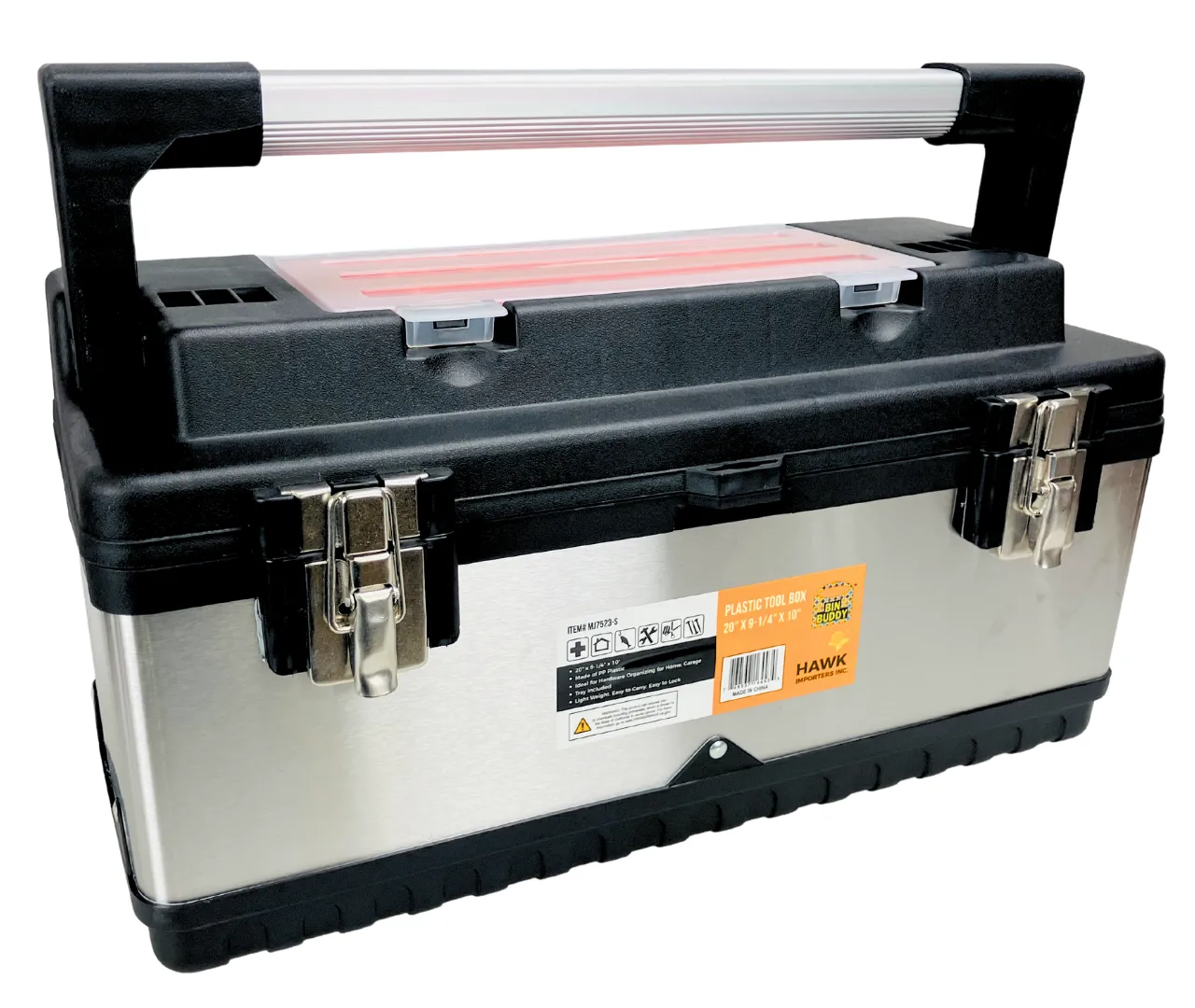 Heavy Duty Steel & Plastic Tool Box, Lift Out Tray