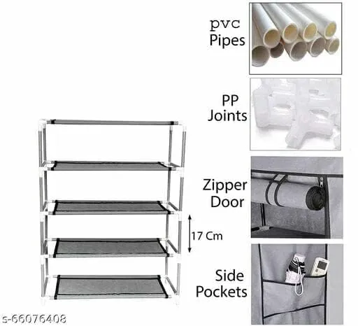 Homestic Shoe Rack|Non-Woven 4 Shelves Shelf|Foldable Storage Rack Organizer for Shoe, Books (Purple)