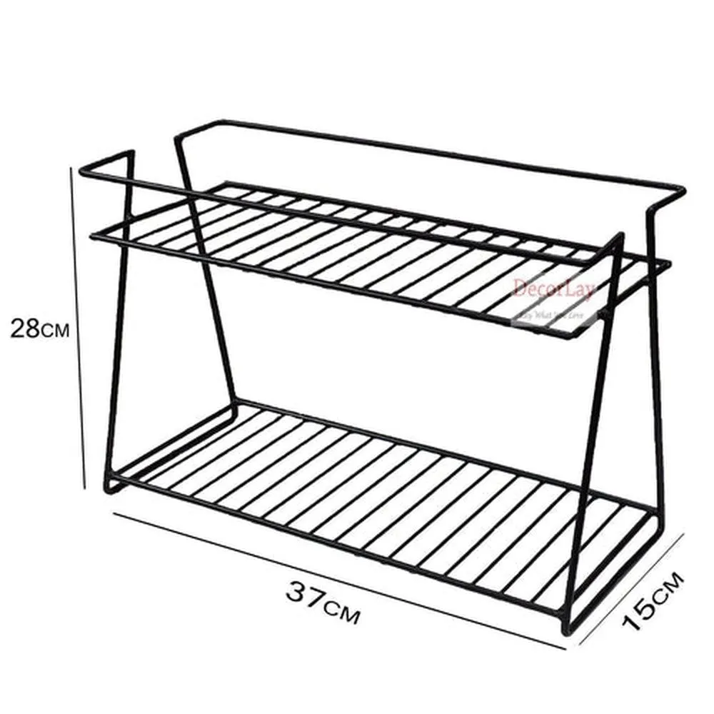 Iron 2-Tier Space Saving Spice Storage Kitchen Shelves