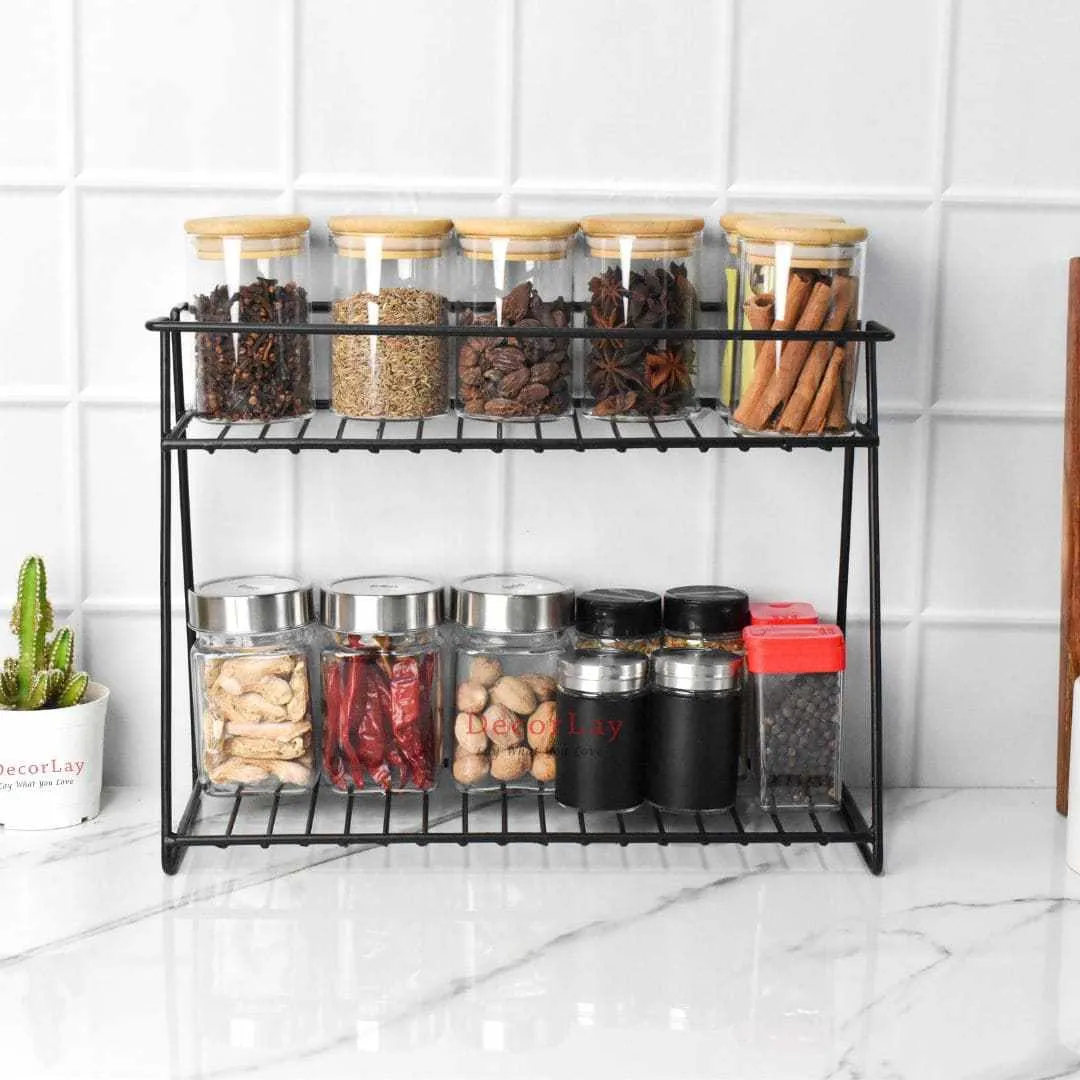 Iron 2-Tier Space Saving Spice Storage Kitchen Shelves