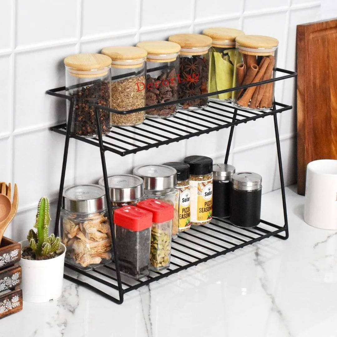 Iron 2-Tier Space Saving Spice Storage Kitchen Shelves