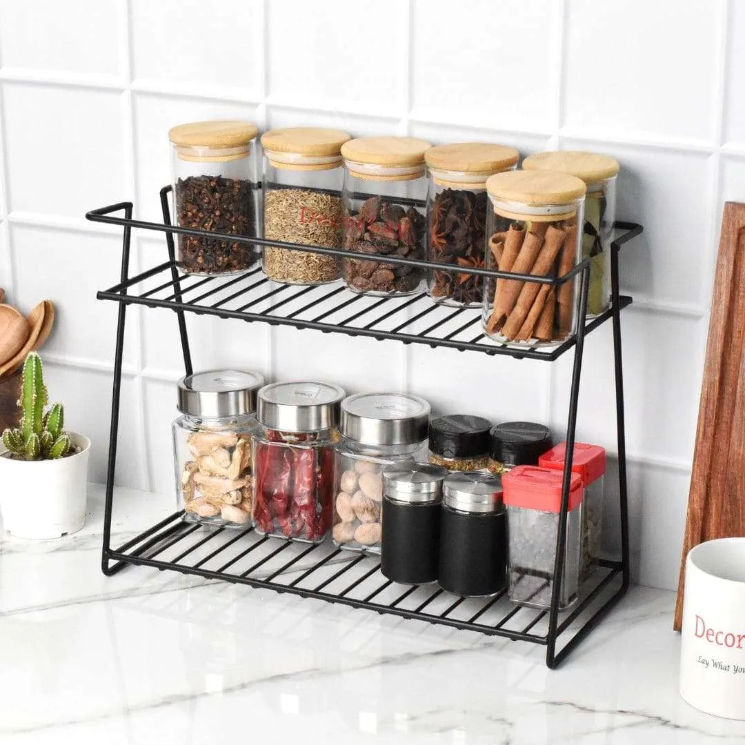 Iron 2-Tier Space Saving Spice Storage Kitchen Shelves