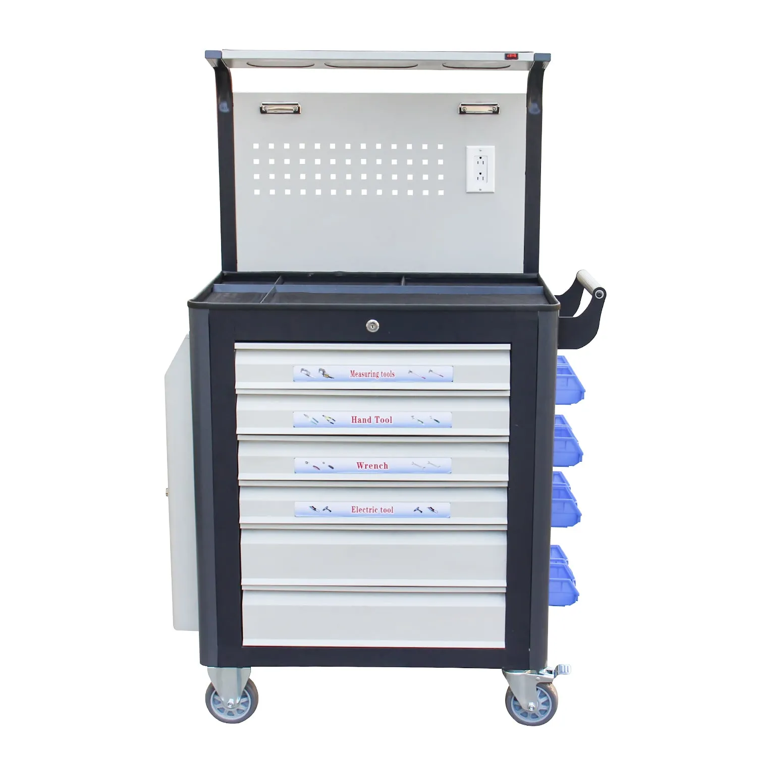 Kaka industrial GJC-206-2E Tool Cart, 6 Drawer Tool Chest 77 Capacity 4 Ball-Bearing on Lockable Wheels Glided Drawers, for Mechanics Industrial Garage, Warehouse & Repair Shop