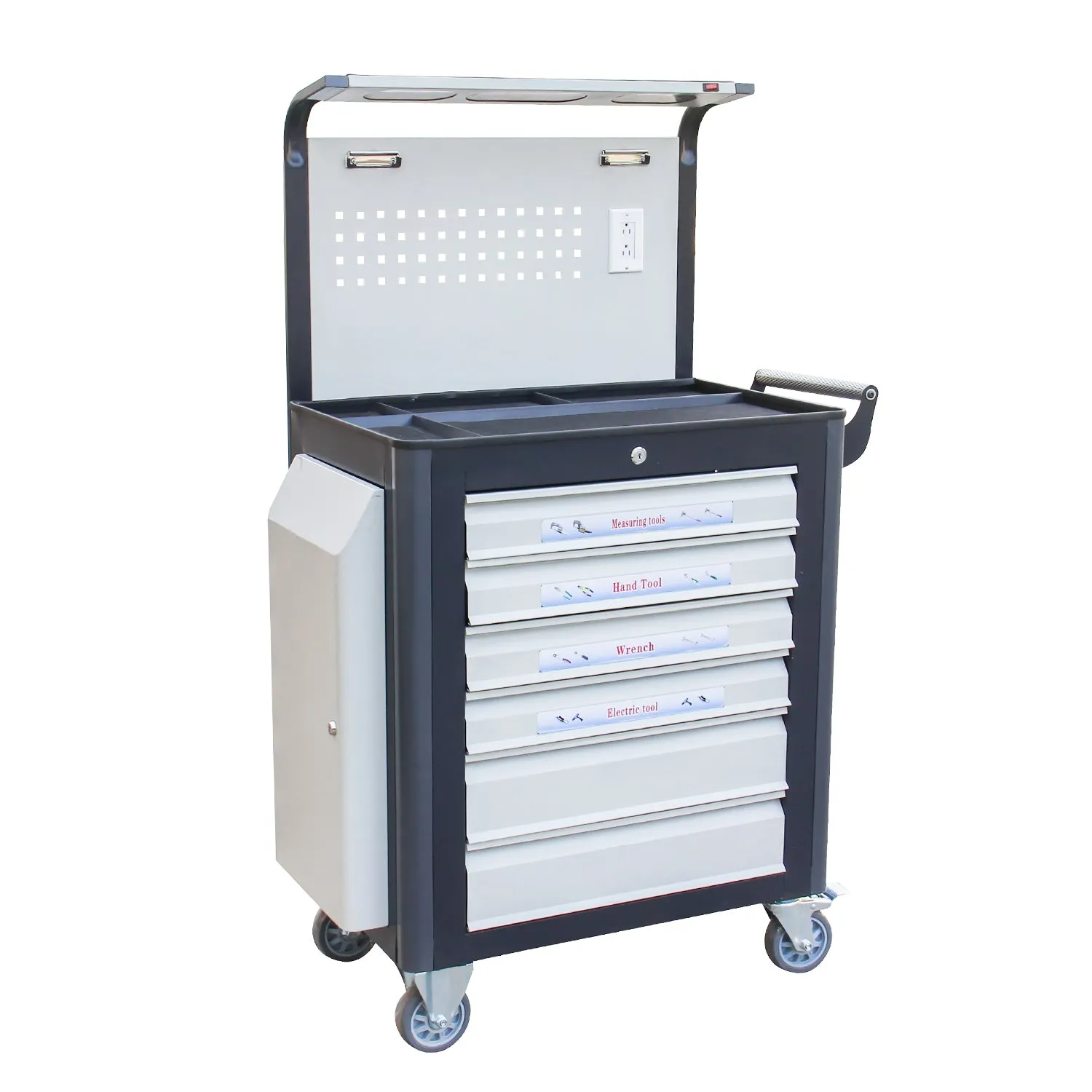 Kaka industrial GJC-206-2E Tool Cart, 6 Drawer Tool Chest 77 Capacity 4 Ball-Bearing on Lockable Wheels Glided Drawers, for Mechanics Industrial Garage, Warehouse & Repair Shop