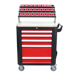 Kaka industrial HQC-540A(BT40) Tool Holder CNC Tool Cart, 5 Drawer Tool Chest 77 Capacity 4 Ball-Bearing Glided Drawers, Drawer Mobile Work Station