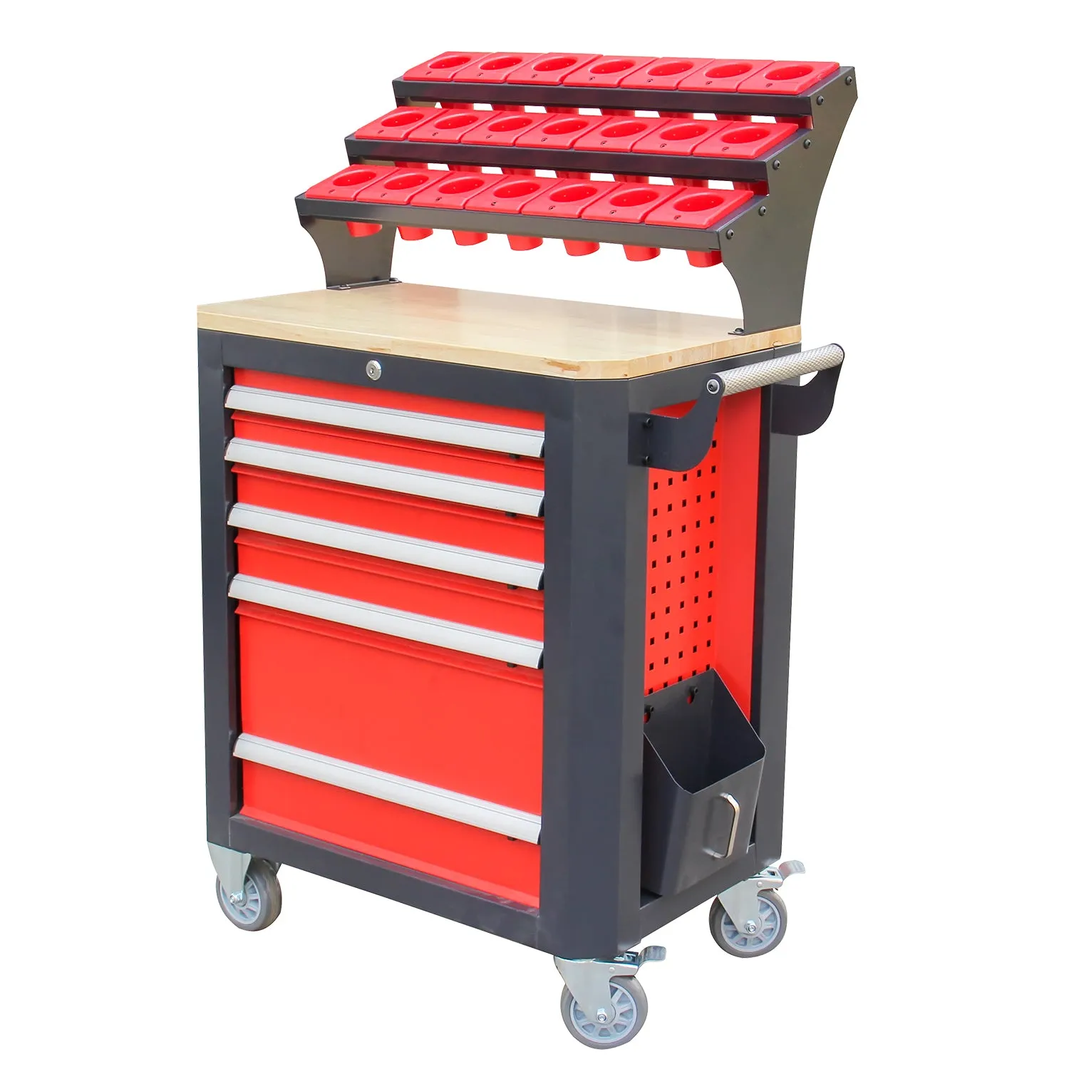 Kaka industrial HQC-550A (BT50) Tool Holder CNC Tool Cart, 5 Drawer Tool Chest 77 Capacity 4 Ball-Bearing Glided Drawers, Drawer Mobile Work Station