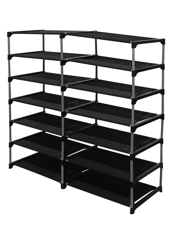 KONLINE® Multipurpose Collapsible & Dustproof 12 Layers Metal Shoe Stand, Shoe Rack/Organiser for Home & Office (Black, Metal)