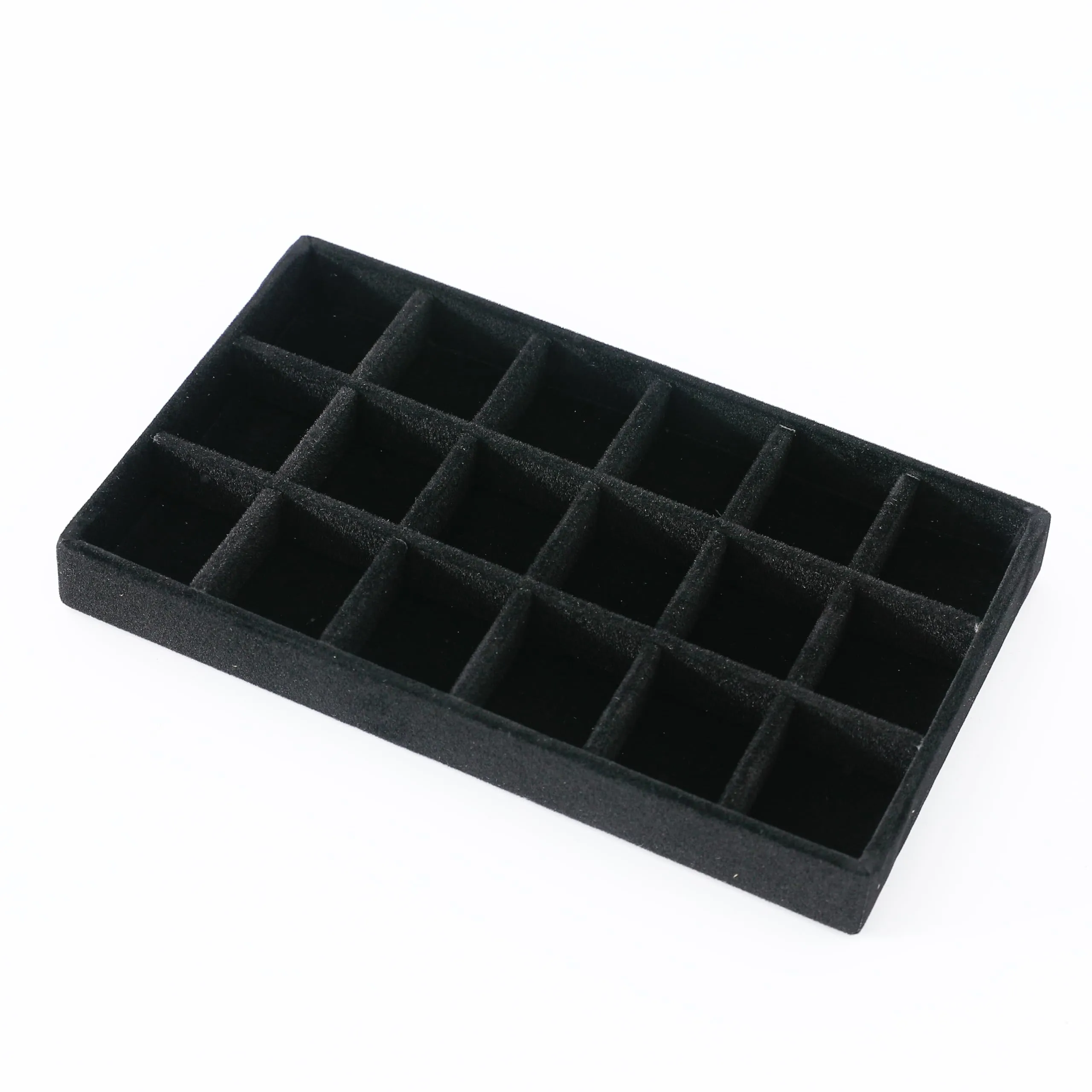 Kuber Industries 20 Pieces Velvet Jewelry Trays Organizer | Jewelry Storage Box | Jewelry Organizer | Showcase Holder Dresser Organizer for Earring Necklace Bracelet Ring | Pack of 5 |YBL4-03 |Black