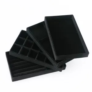 Kuber Industries 20 Pieces Velvet Jewelry Trays Organizer | Jewelry Storage Box | Jewelry Organizer | Showcase Holder Dresser Organizer for Earring Necklace Bracelet Ring | Pack of 5 |YBL4-03 |Black