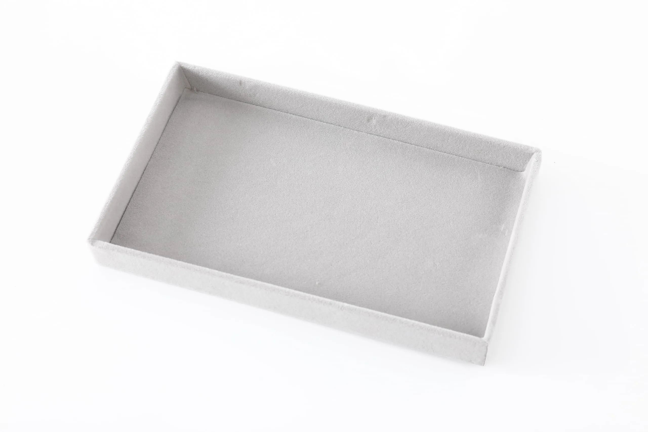 Kuber Industries 4 Pieces Velvet Jewelry Trays Organizer | Jewelry Storage Box | Jewelry Organizer | Showcase Holder Dresser Organizer for Earring Necklace Bracelet Ring | Pack of 1 | YBL4-02 | Grey