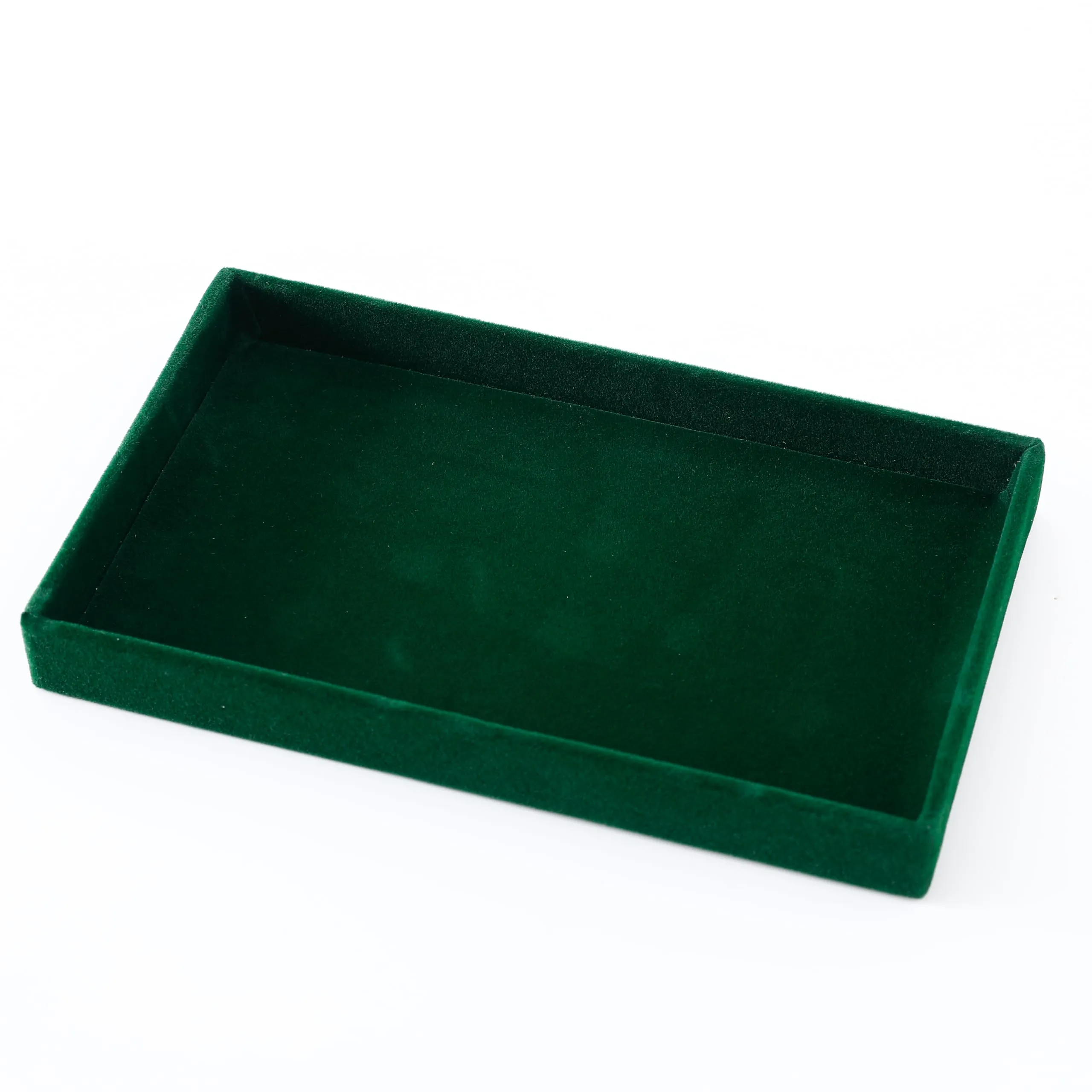 Kuber Industries 8 Pieces Velvet Jewelry Trays Organizer | Jewelry Storage Box | Jewelry Organizer | Showcase Holder Dresser Organizer for Earring Necklace Ring | Pack of 2 | YBL4-05 | Dark Green