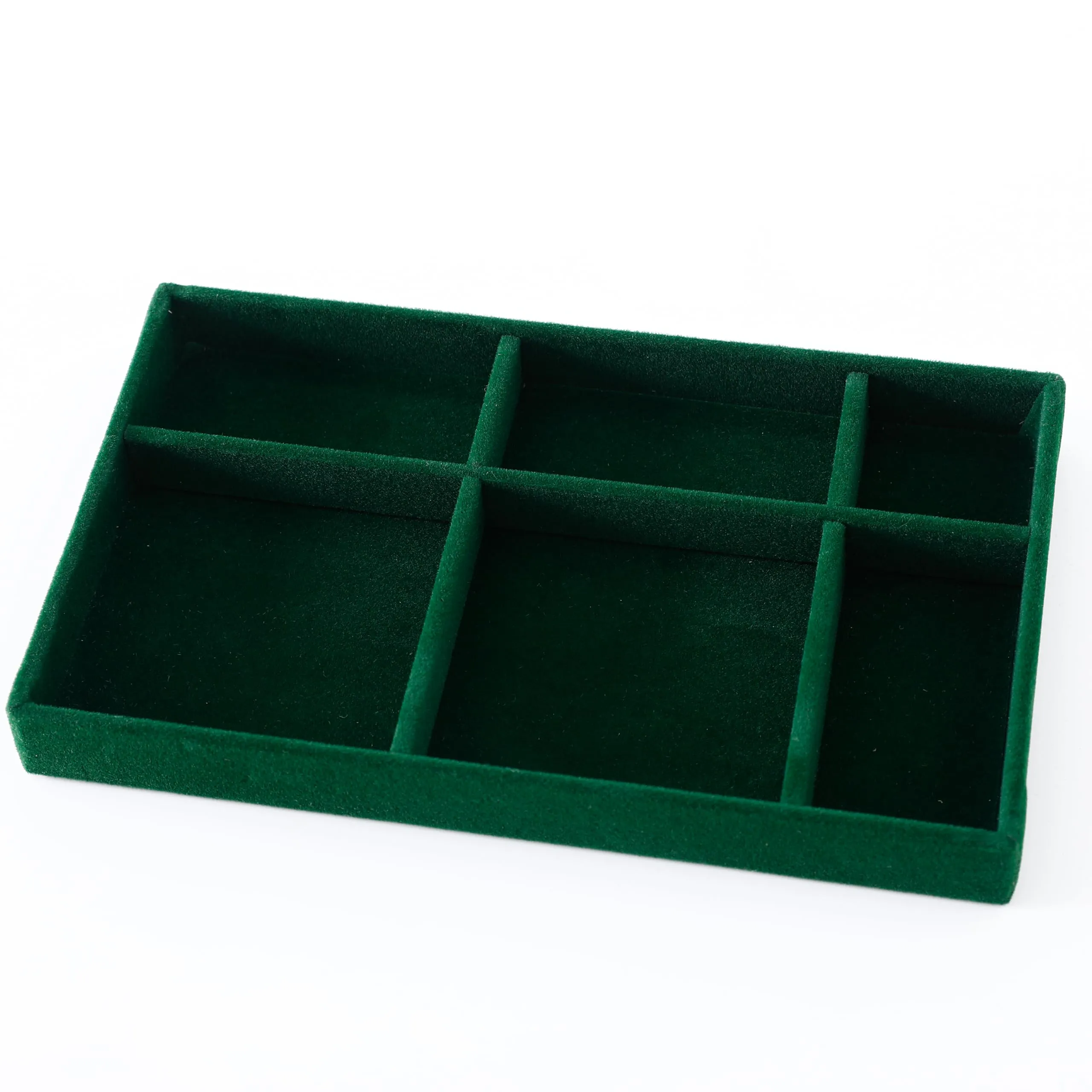 Kuber Industries 8 Pieces Velvet Jewelry Trays Organizer | Jewelry Storage Box | Jewelry Organizer | Showcase Holder Dresser Organizer for Earring Necklace Ring | Pack of 2 | YBL4-05 | Dark Green