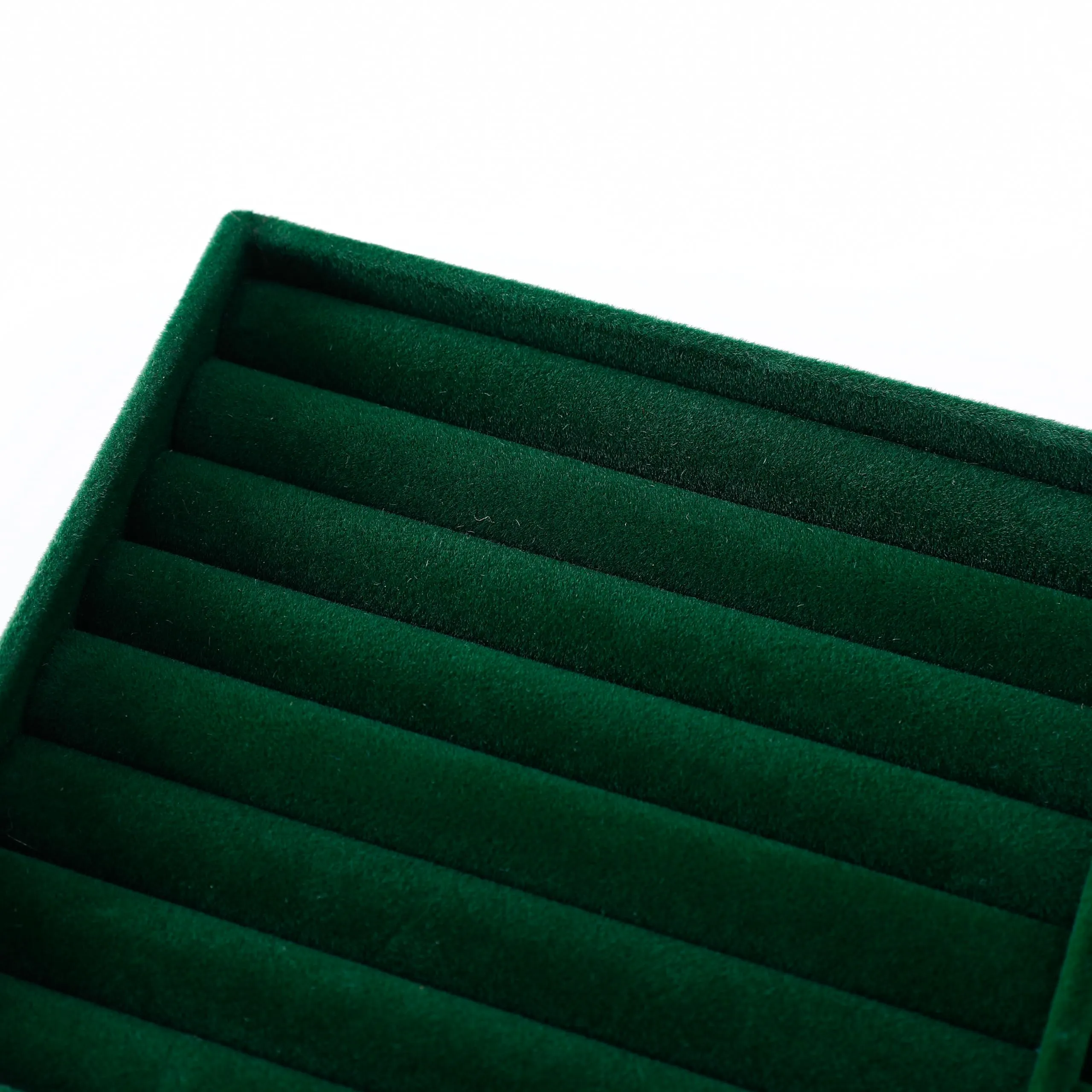 Kuber Industries 8 Pieces Velvet Jewelry Trays Organizer | Jewelry Storage Box | Jewelry Organizer | Showcase Holder Dresser Organizer for Earring Necklace Ring | Pack of 2 | YBL4-05 | Dark Green