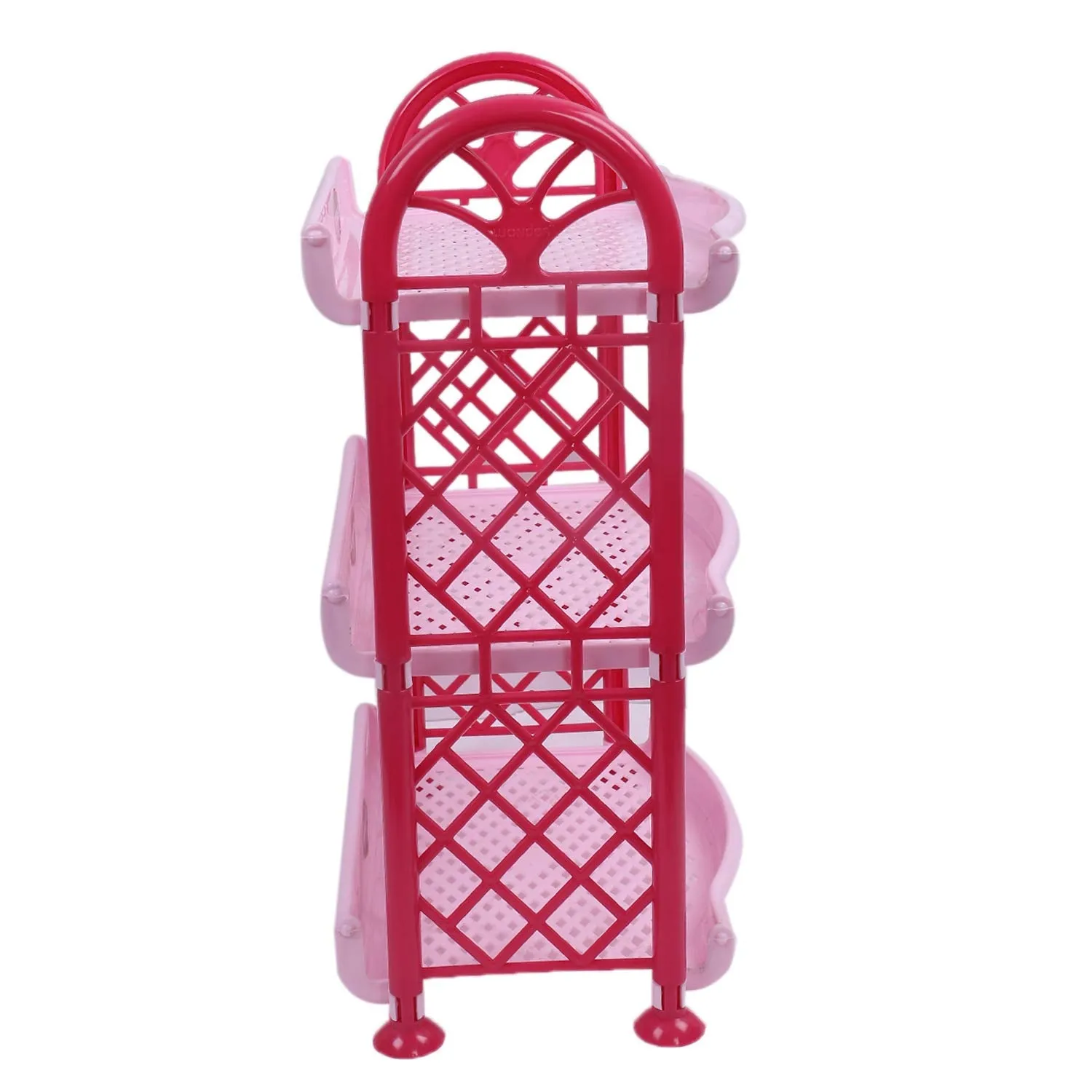 Kuber Industries Plastic 3 Layer Multipurpose Storage Organizer Rack for Kitchen, Bathroom, Living Room, Bedroom (Pink)- CTKTC037682